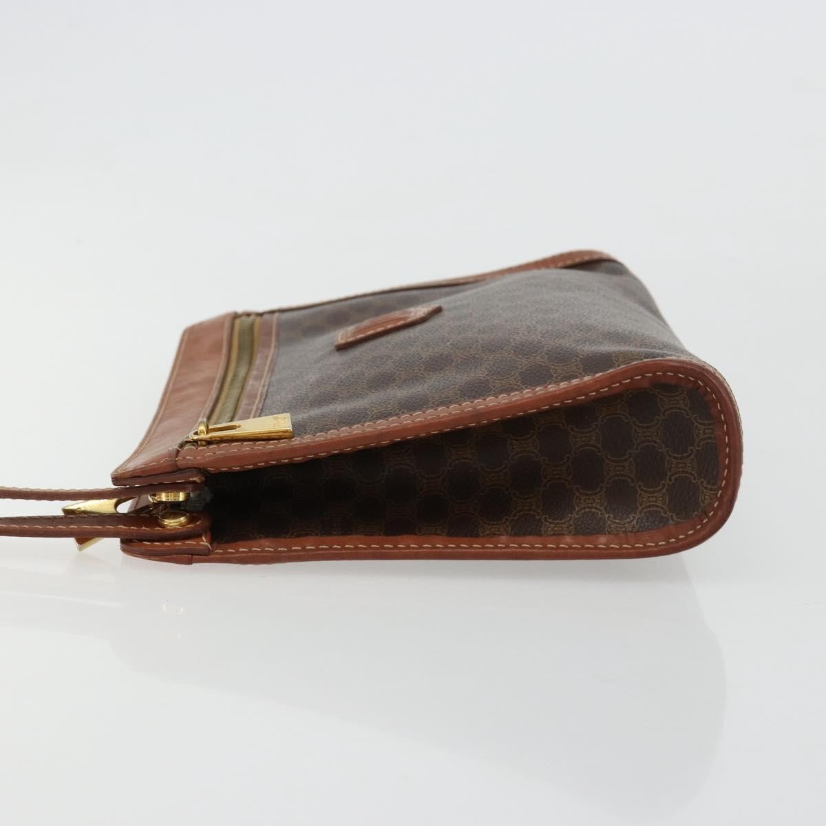 Celine Logo Triomphe Pouch Canvas and leather, Brown, Canvas, Clutch