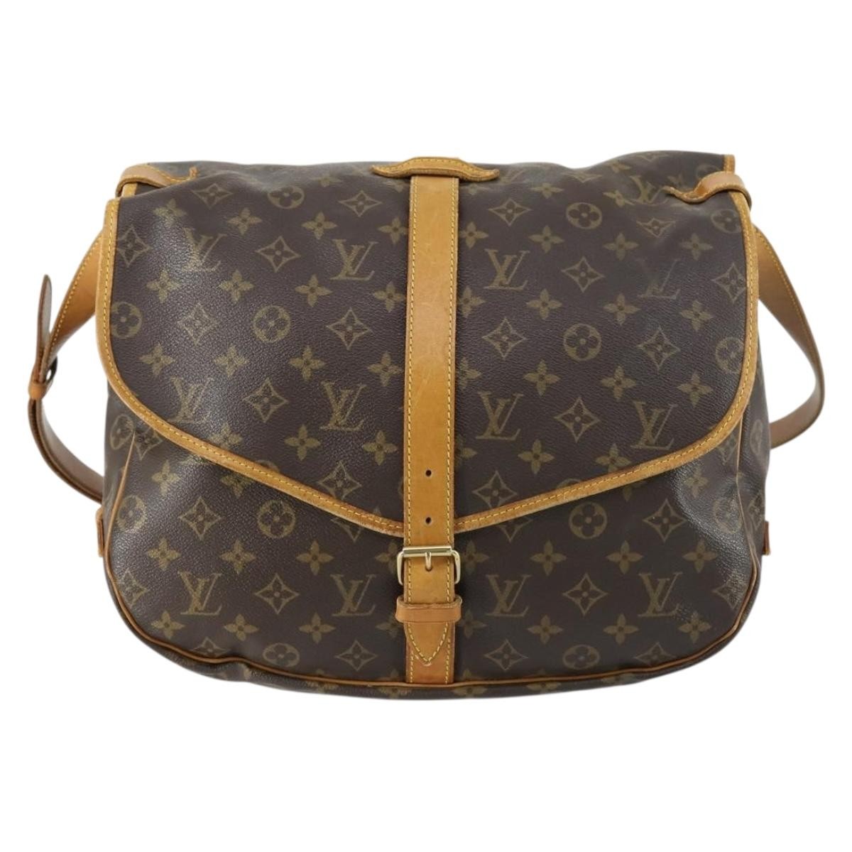 Louis Vuitton Saumur Handbag Monogram Canvas, BROWN, CANVAS, Shoulder bag