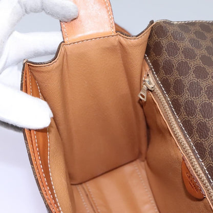 Celine Vintage Macadam Circle Logo Shoulder Bag Canvas and Leather, BROWN, CANVAS, Shoulder bag