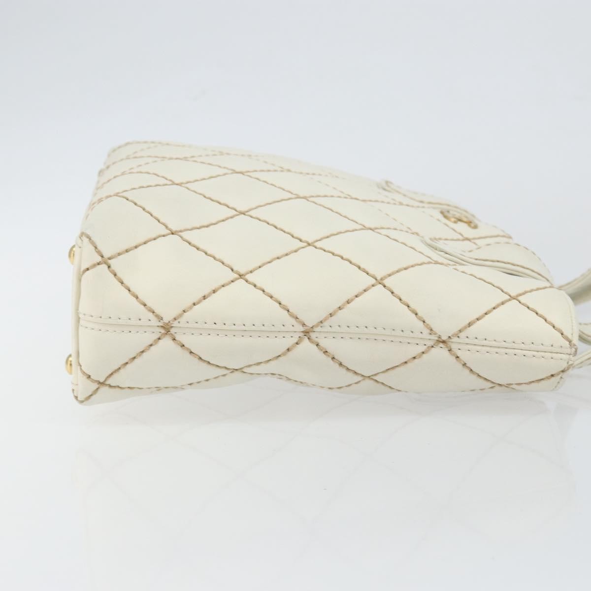 Chanel Surpique Tote Quilted Leather, WHITE, LEATHER, Tote bag