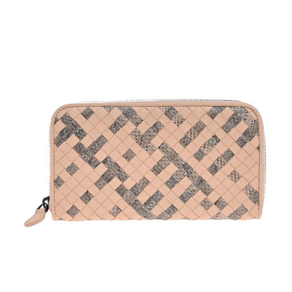 Bottega Veneta Intrecciato Long Zip  Wallet Leather, PINK, LEATHER, Wallets