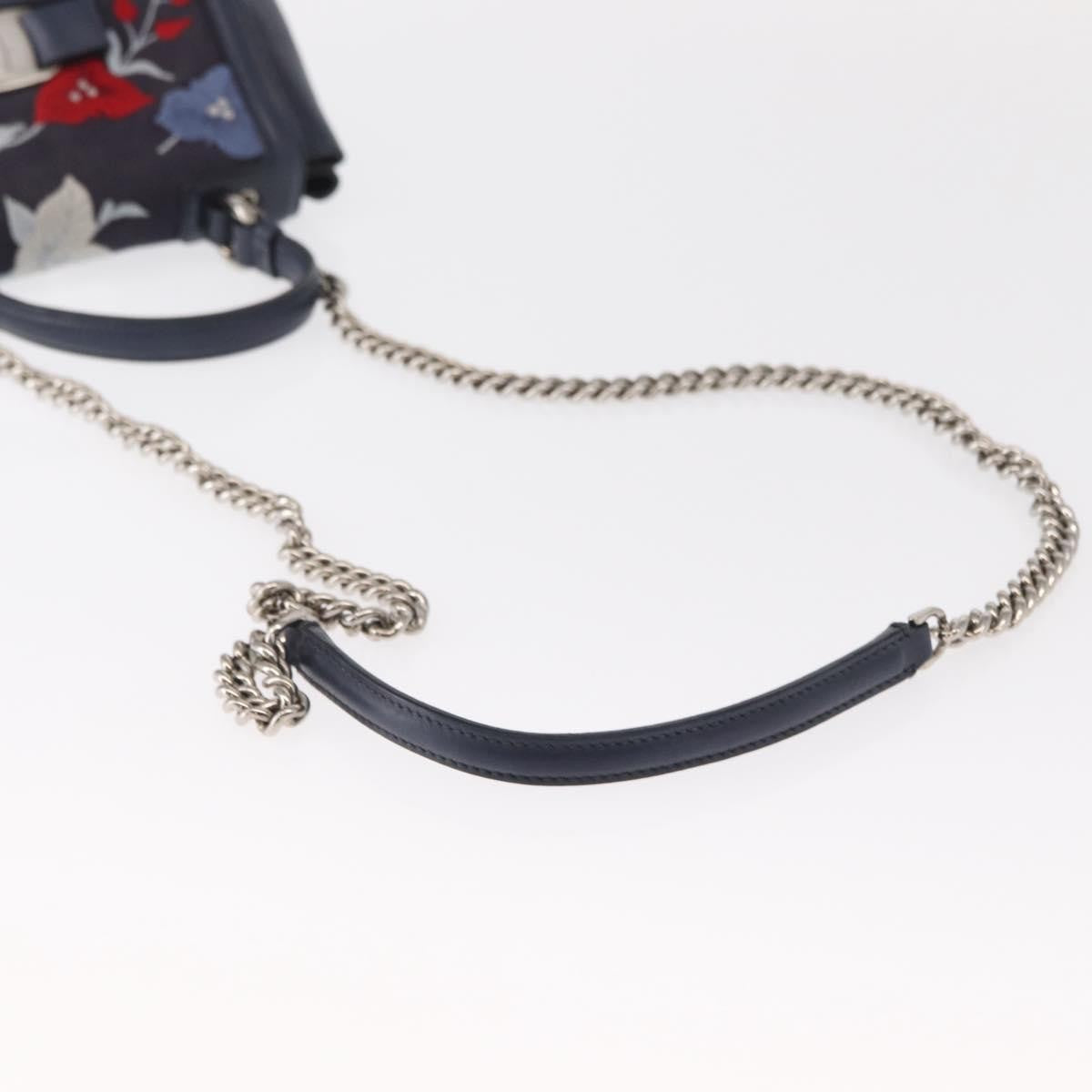 Salvatore Ferragamo Vala Handbag Leather, NAVY, DENIM_JEANS, Handbag