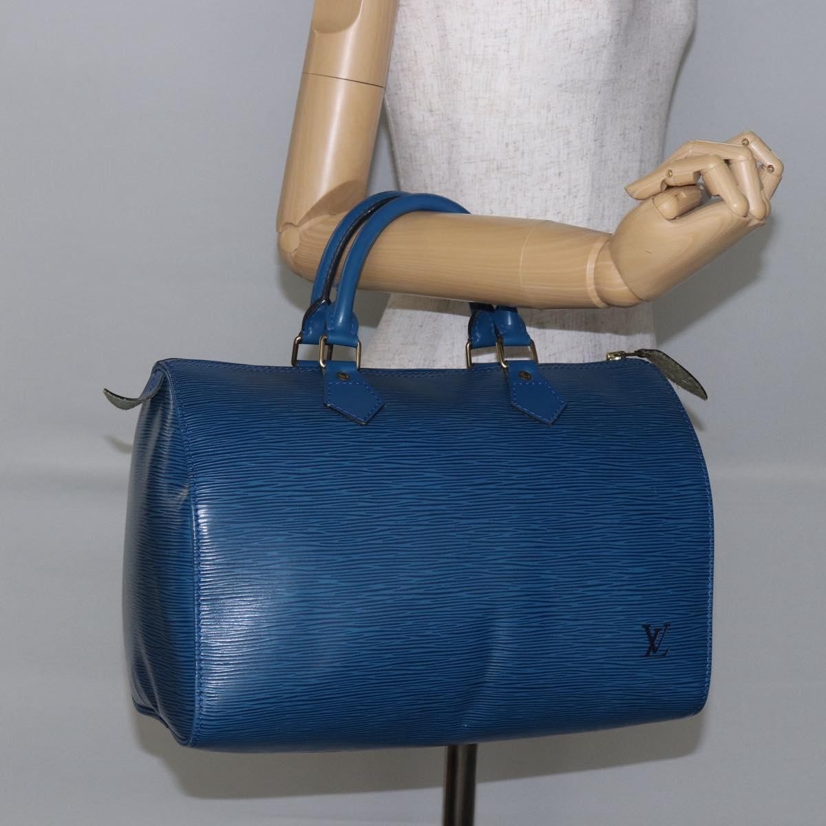 Louis Vuitton Speedy Handbag Epi Leather, BLUE, LEATHER, Handbag