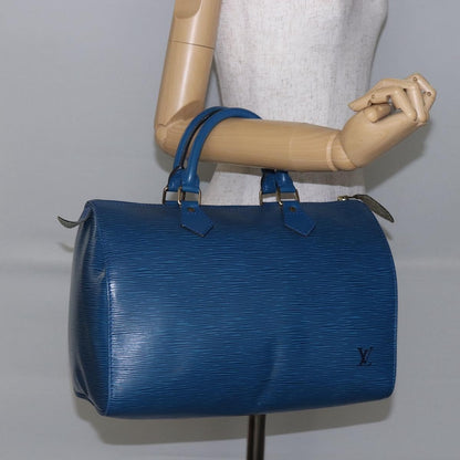 Louis Vuitton Speedy Handbag Epi Leather, BLUE, LEATHER, Handbag