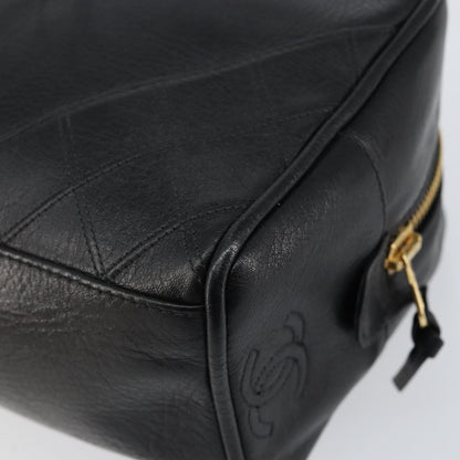 Chanel Vintage Toiletry Pouch Lambskin, BLACK, LEATHER, Clutche & pouche