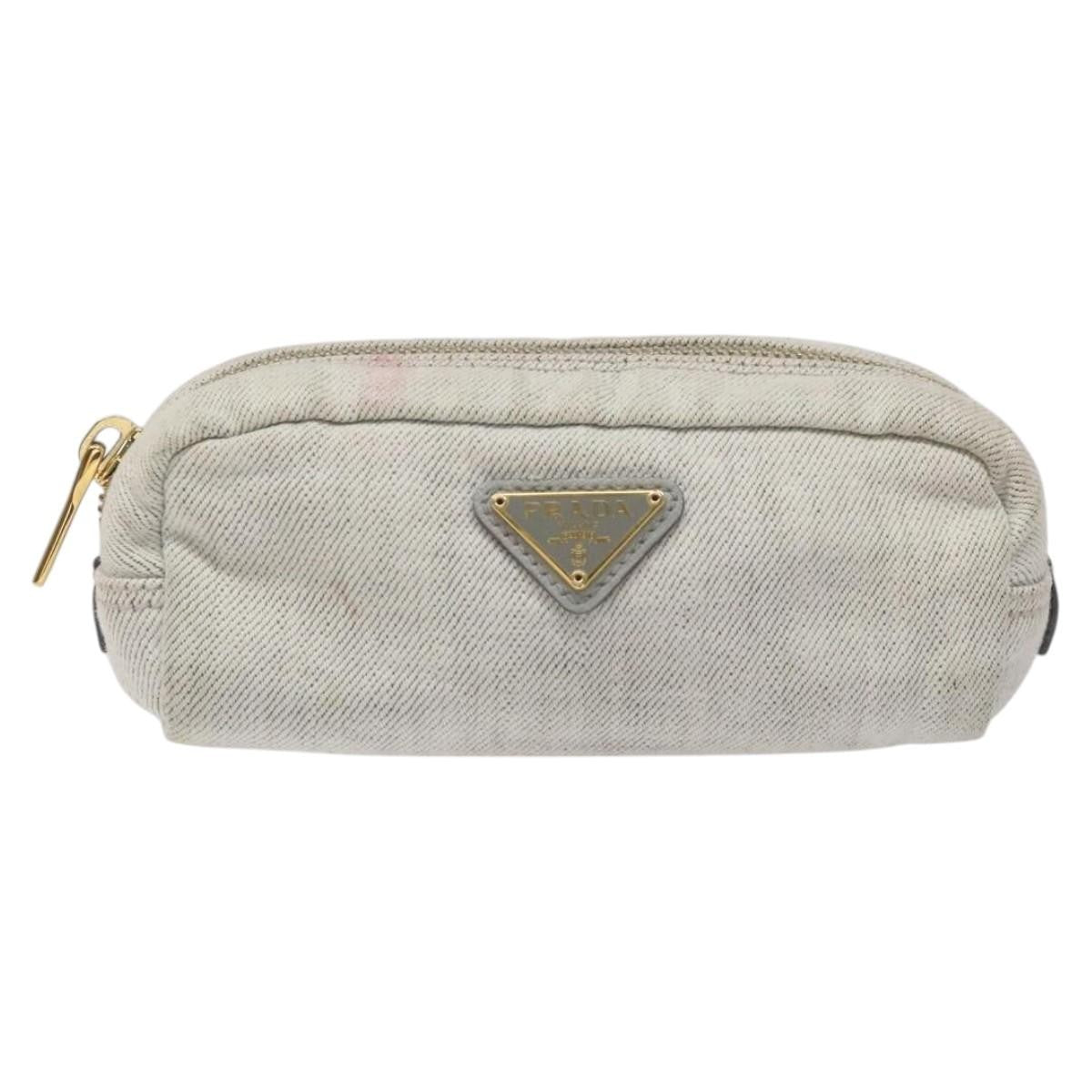 Prada Vintage Pouch Tessuto, GRAY, CANVAS, Clutche & pouche