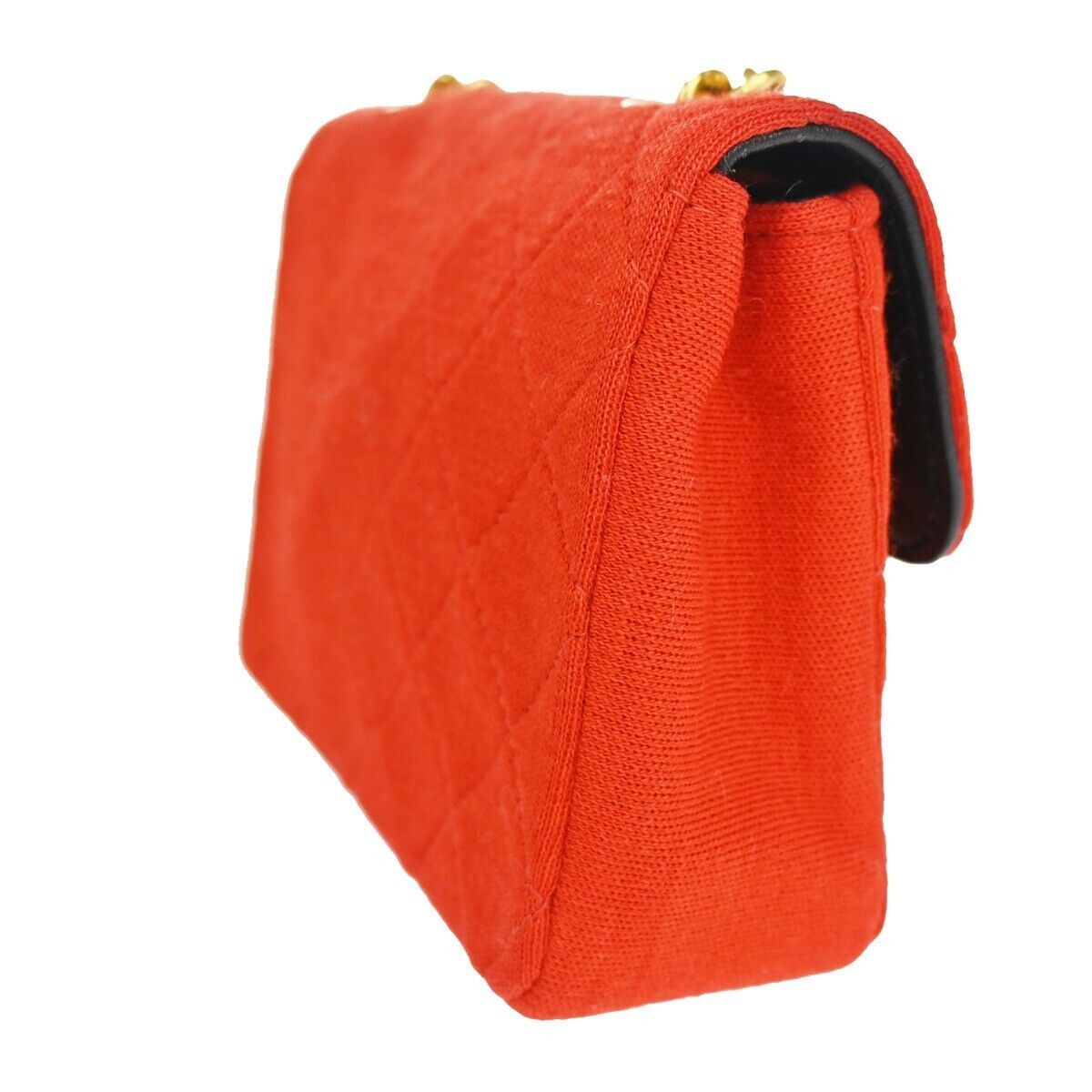 Chanel Vintage Clutch Pleated Leather, RED, CANVAS, Shoulder bag