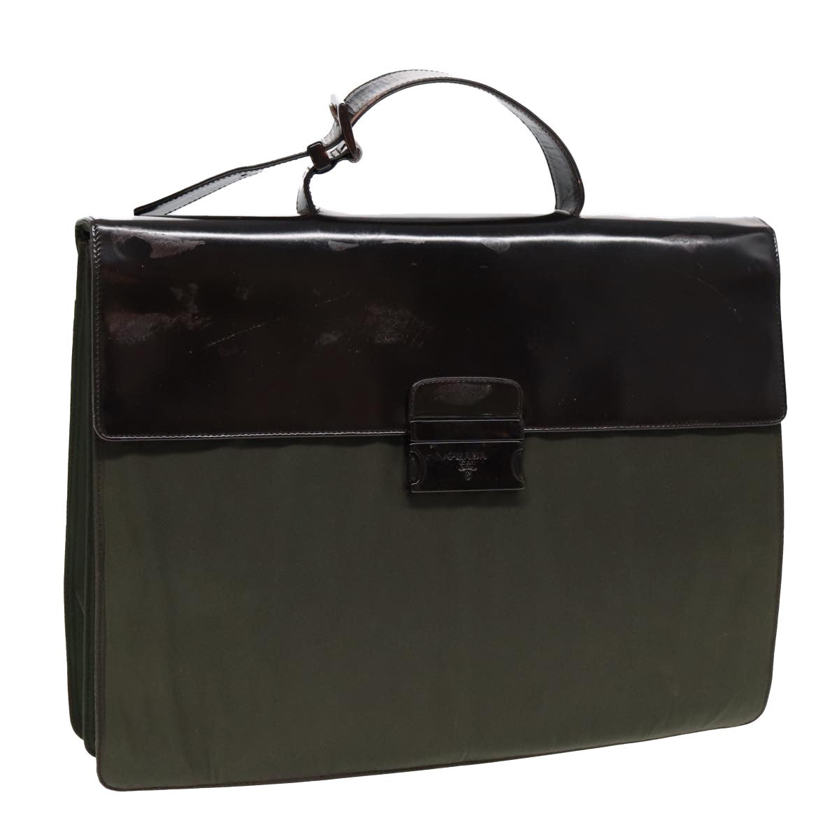 Prada Vintage Briefcase Tessuto, KHAKI, NYLON, Briefcase