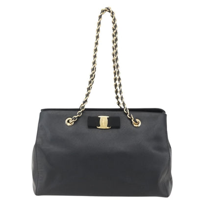 Salvatore Ferragamo Vala Chain Shoulder bag Leather, BLACK, LEATHER, Shoulder bag