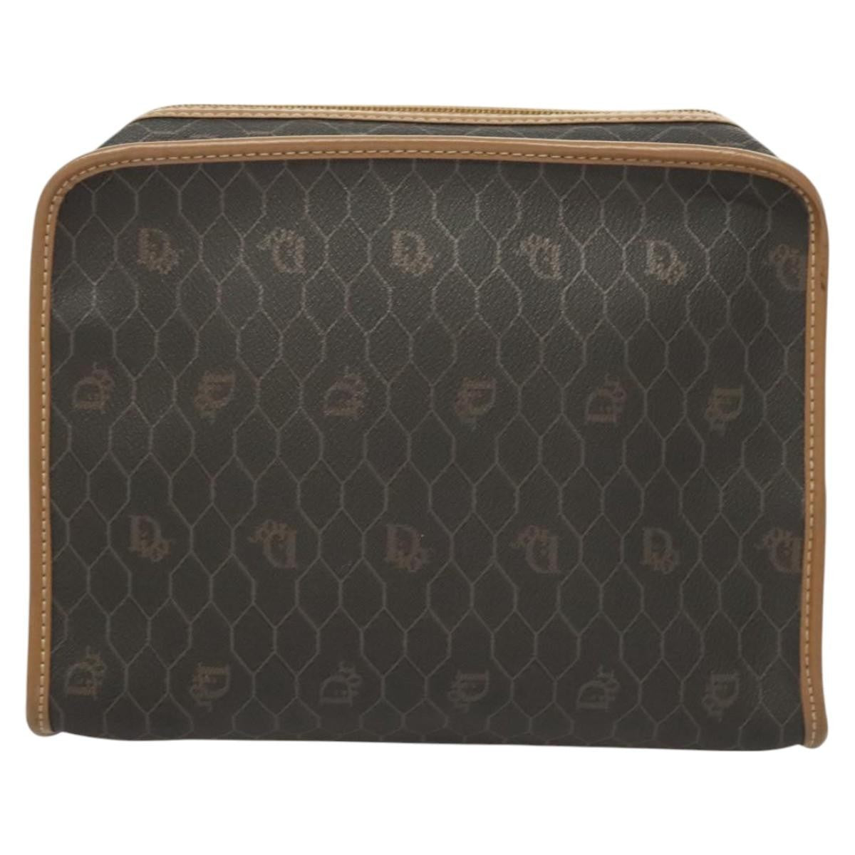 Christian Dior Vintage Honeycomb Zip Pouch Coated Canvas, BLACK, PVC,CANVAS, Clutche & pouche
