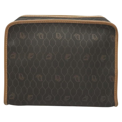 Christian Dior Vintage Honeycomb Zip Pouch Coated Canvas, BLACK, PVC,CANVAS, Clutche & pouche