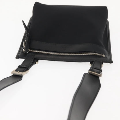Gucci Vintage Flat Messenger Bag Nylon and Leather, BLACK, NYLON, Shoulder bag