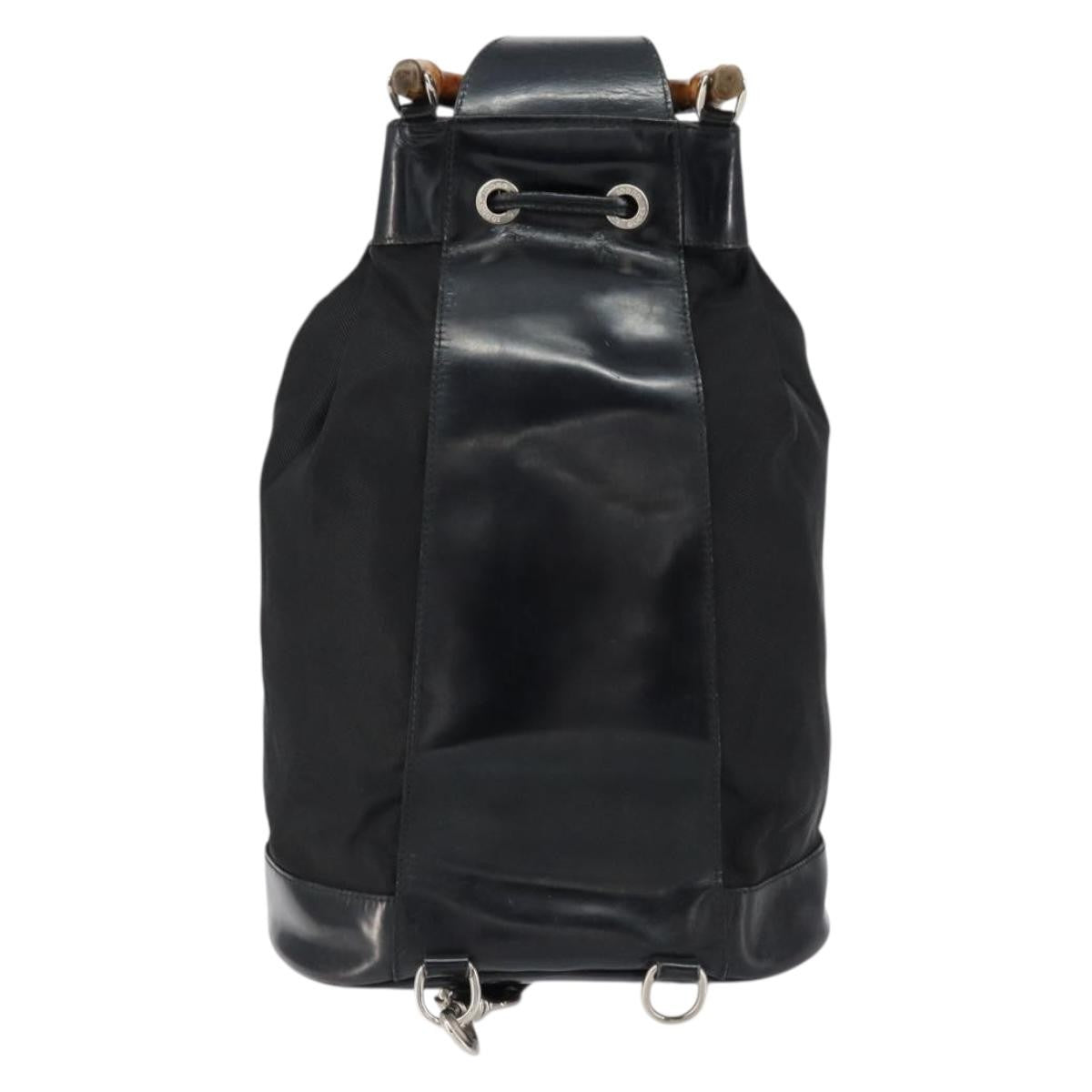 Gucci Vintage Bamboo Sling Backpack Nylon, BLACK, NYLON, Shoulder bag