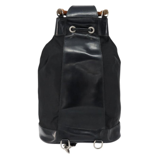 Gucci Vintage Bamboo Sling Backpack Nylon, BLACK, NYLON, Shoulder bag