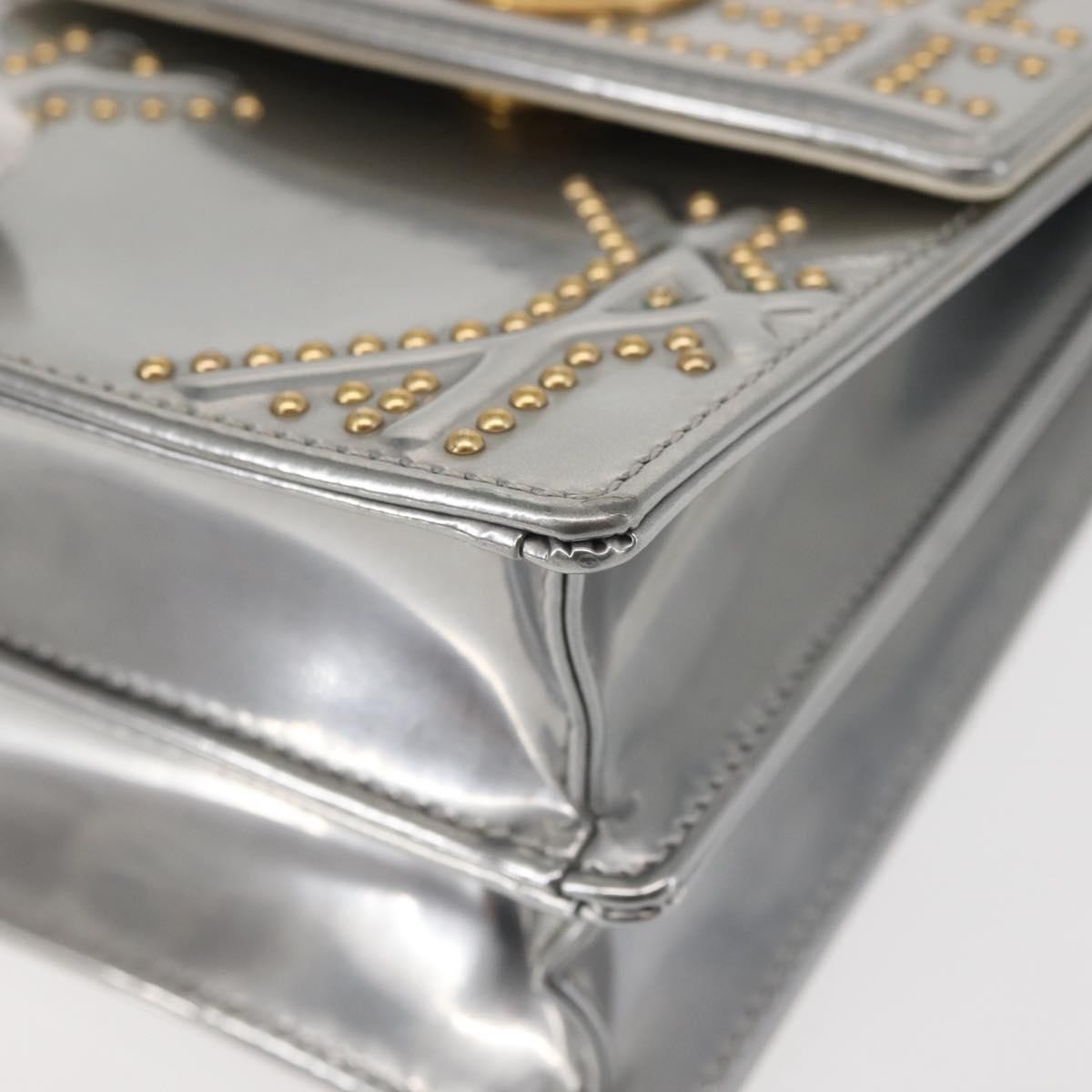 Christian Dior Ultra Matte Diorama Vertical Clutch on Chain Studded Leather, SILVER, PATENT_LEATHER, Clutche & pouche