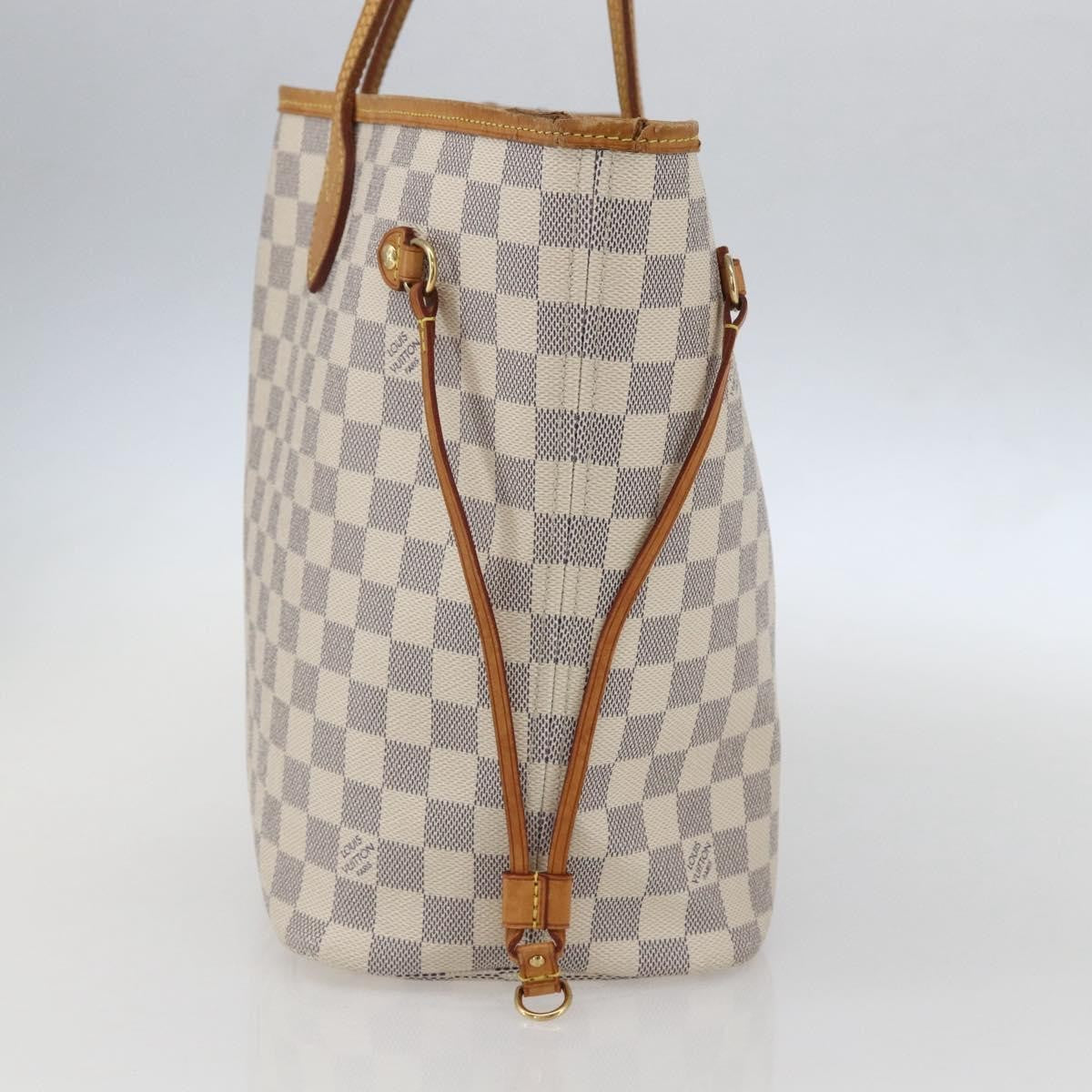 Louis Vuitton Neverfull Tote Damier azur, WHITE, CANVAS, Tote bag
