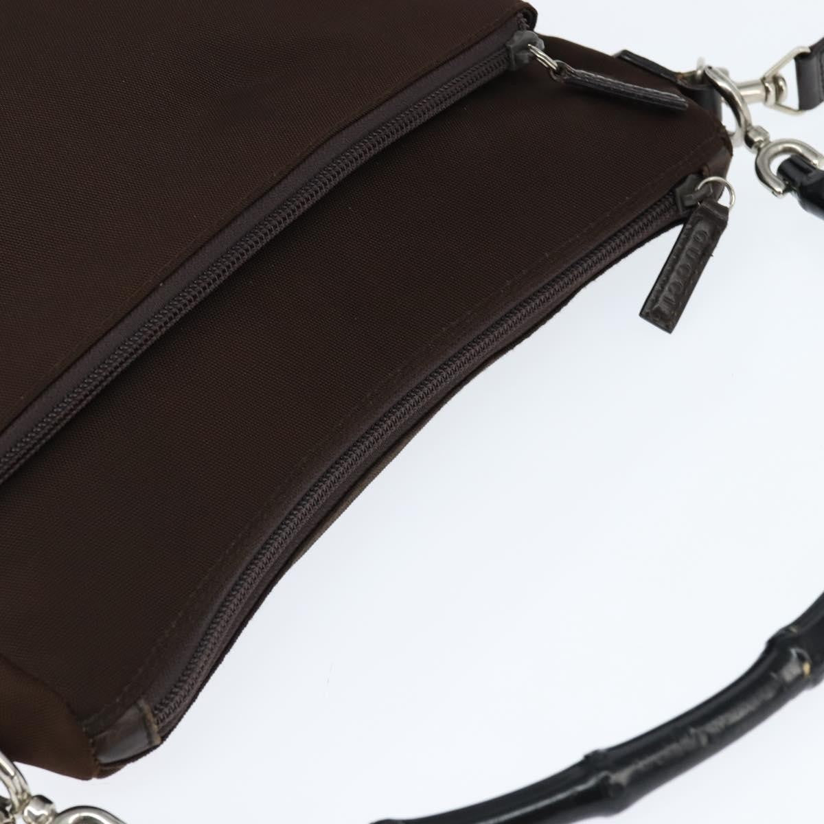 Gucci Vintage Bamboo Handle Bag Nylon, BROWN, NYLON, Handbag