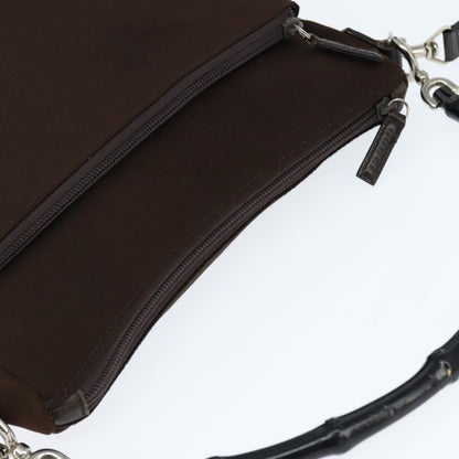 Gucci Vintage Bamboo Handle Bag Nylon, BROWN, NYLON, Handbag