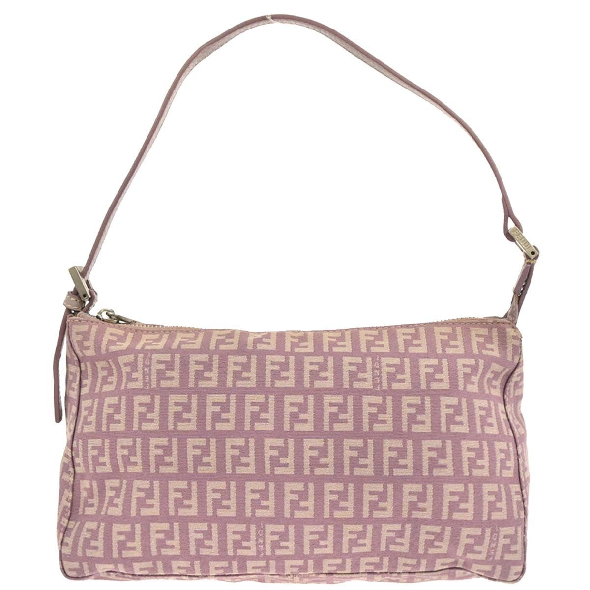 Fendi Pochette Shoulder Bag Zucchino Canvas, PURPLE, CANVAS, Shoulder bag