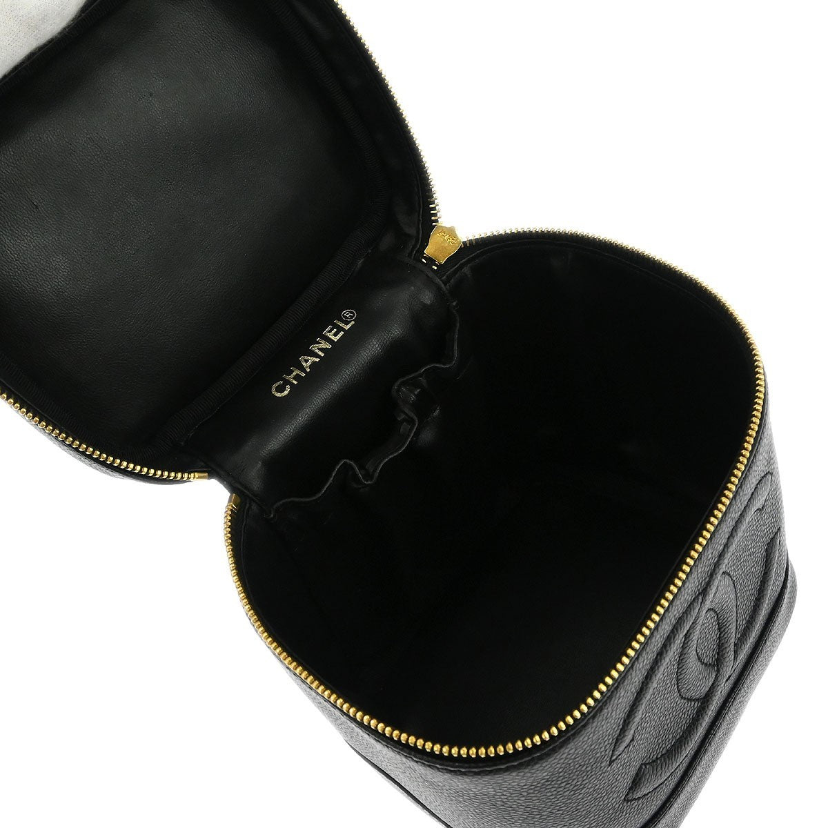 Chanel Vintage Timeless Cosmetic Case Caviar, BLACK, LEATHER, Clutche & pouche