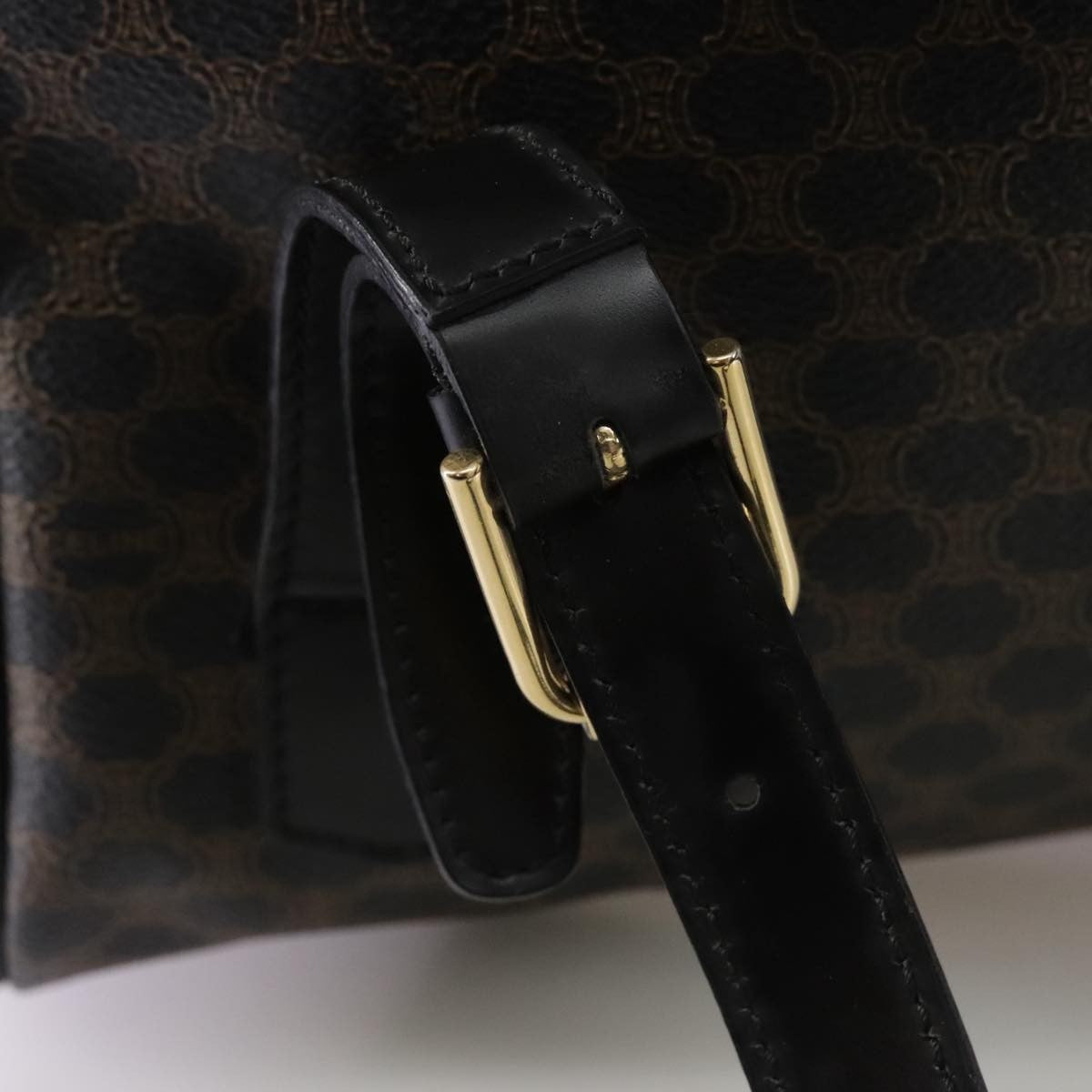 Celine Vintage Macadam Backpack Canvas and Leather, BLACK, CANVAS, Backpack