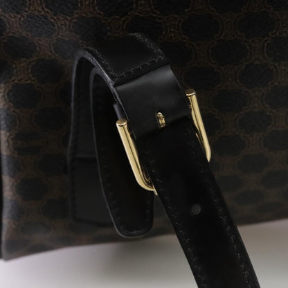 Celine Vintage Macadam Backpack Canvas and Leather, BLACK, CANVAS, Backpack