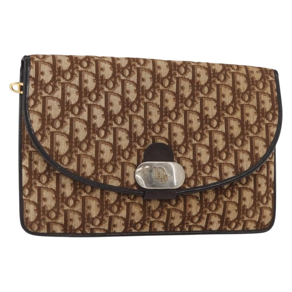 Christian Dior Vintage Trotter Shoulder Bag Canvas, BROWN, CANVAS, Shoulder bag