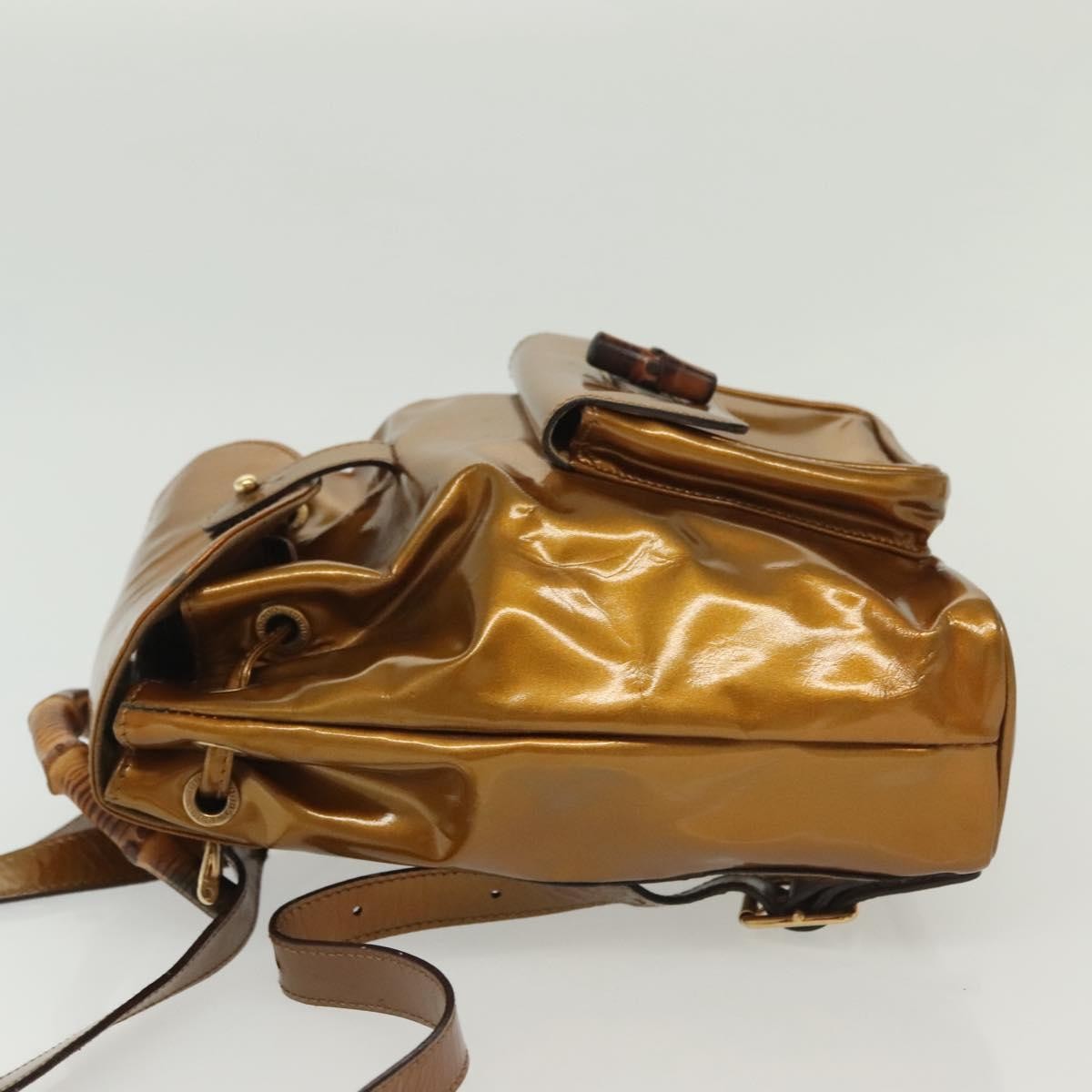 Gucci Vintage Bamboo Backpack Patent, GOLD, PATENT_LEATHER, Backpack