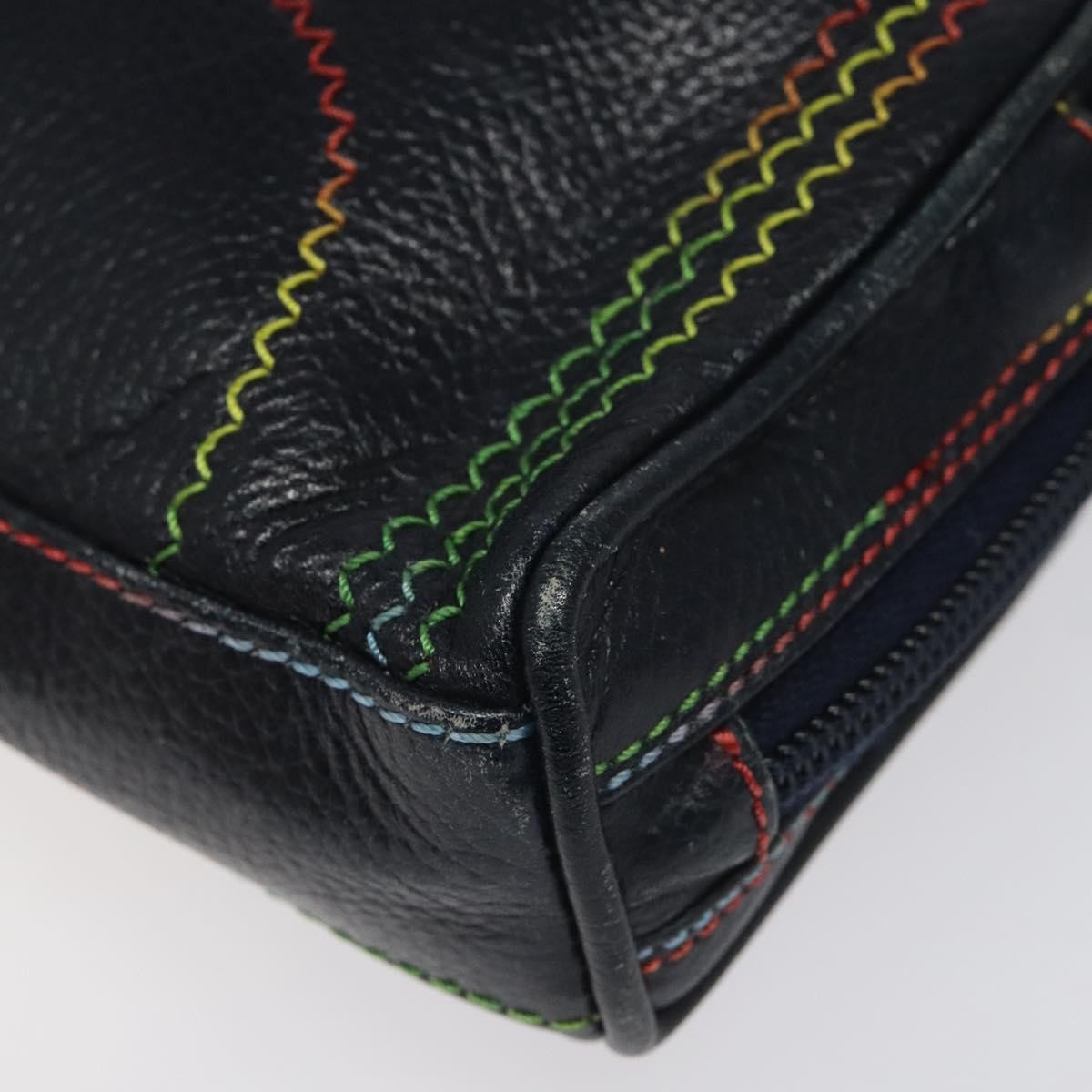 Fendi Vintage Zip Crossbody Bag Leather, NAVY, LEATHER, Shoulder bag