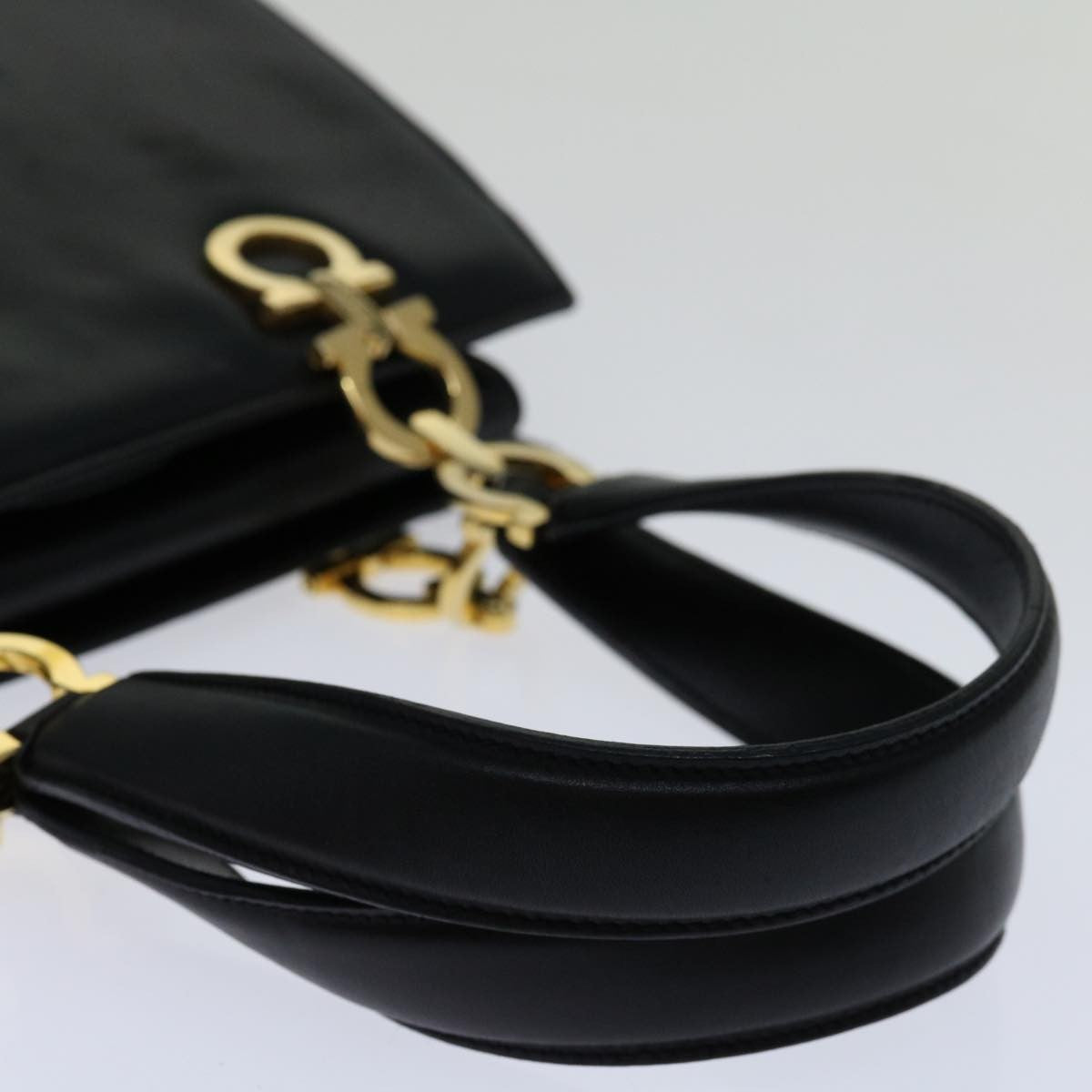 Salvatore Ferragamo Gancini handbag Leather, BLACK, LEATHER, Handbag