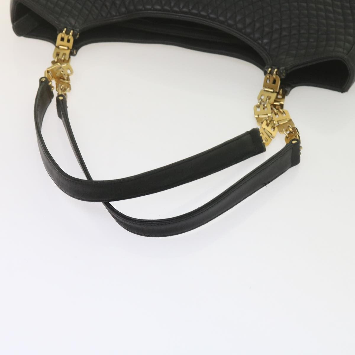 Bally Vintage Chain Shoulder Bag Quilted Leather, BLACK, LEATHER, Tote bag