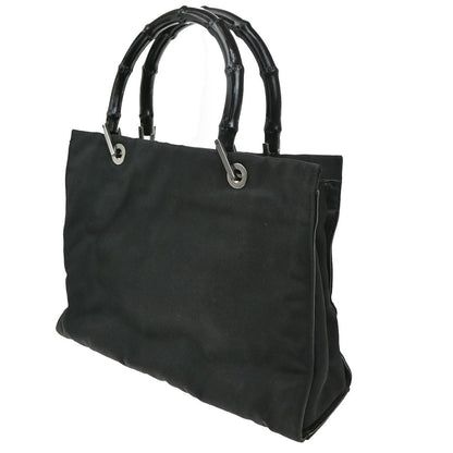 Gucci Vintage Bamboo Handle Tote Nylon, BLACK, NYLON, Tote bag