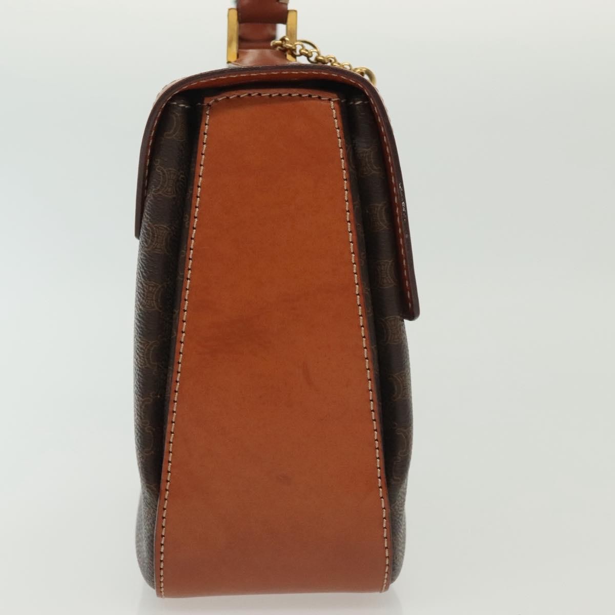 Celine Vintage Convertible Top Handle Bag Macadam Coated Canvas, BROWN, CANVAS, Handbag