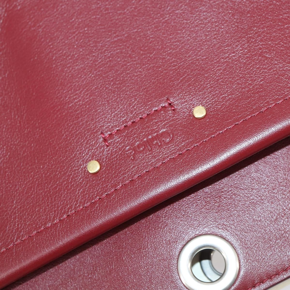 Chloe Roy Shoulder Bag Leather, BURGUNDY, LEATHER, Shoulder bag