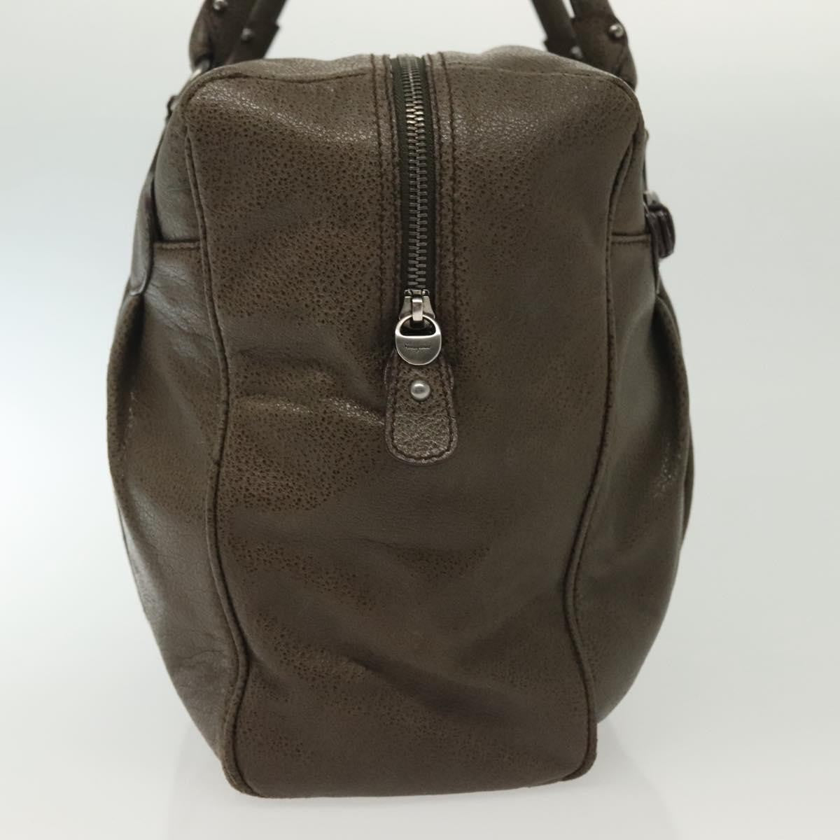 Salvatore Ferragamo Gancini Buckle Shoulder Bag Leather, KHAKI, LEATHER, Shoulder bag