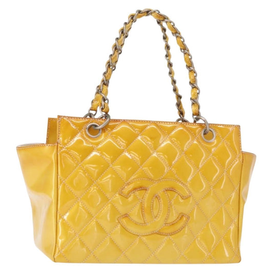 Chanel Vintage Petite Timeless Tote Quilted Patent, YELLOW, PATENT_LEATHER, Tote bag