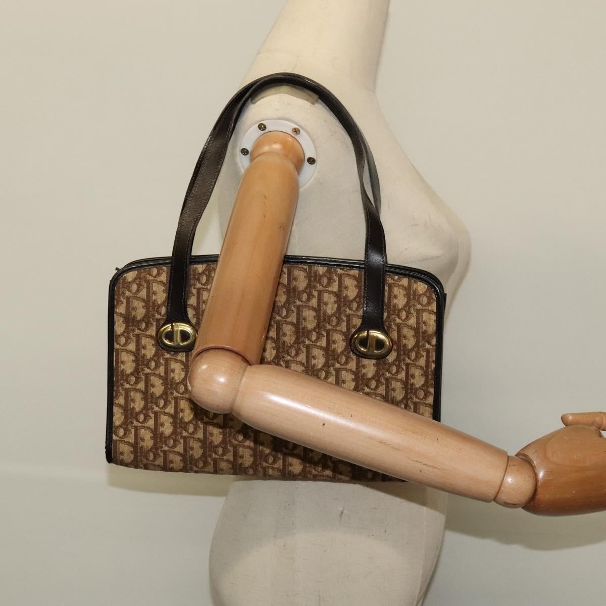 Christian Dior Vintage Trotter Handbag Canvas, BROWN, CANVAS, Handbag