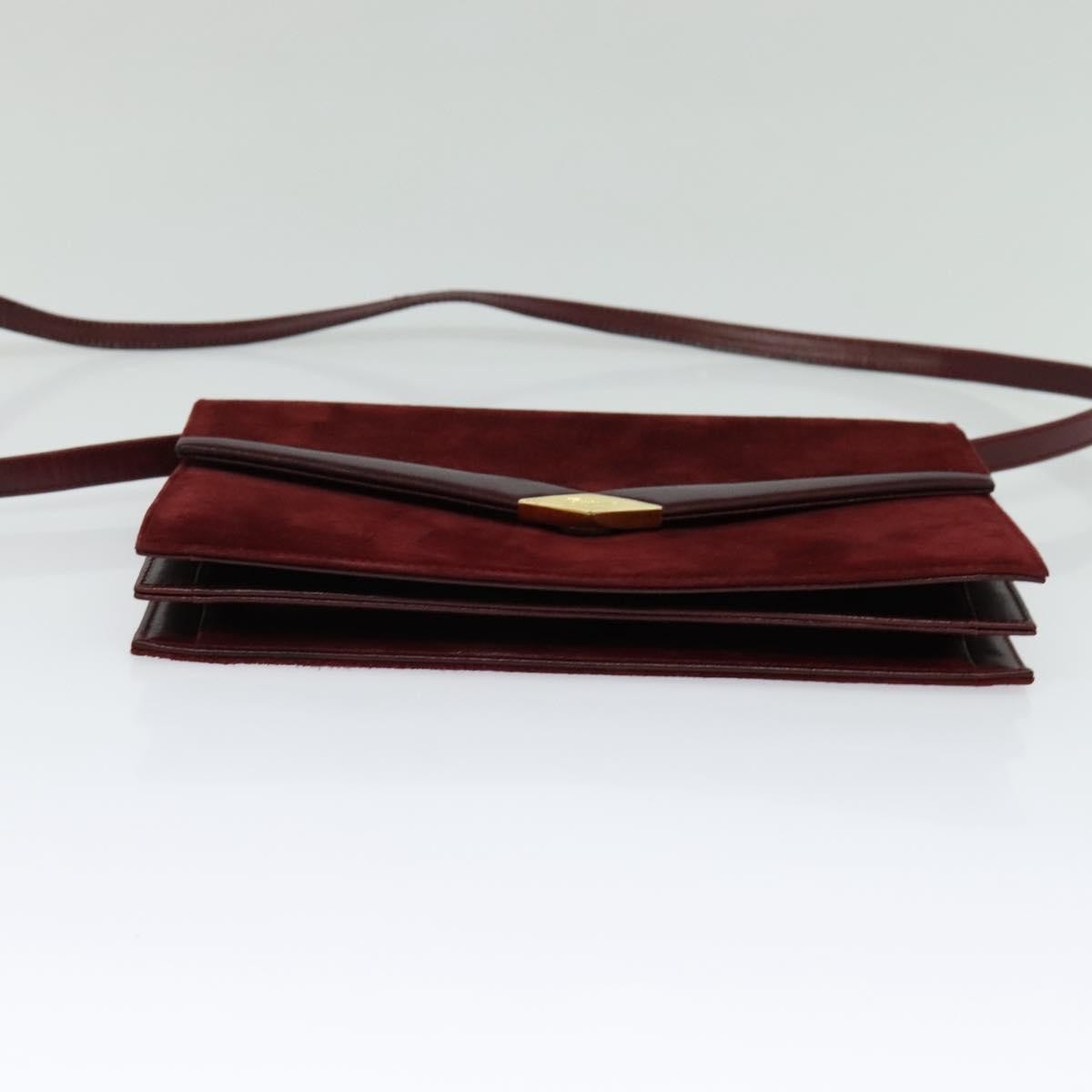 Salvatore Ferragamo Flap Shoulder Bag Suede, BURGUNDY, SUEDE, Shoulder bag