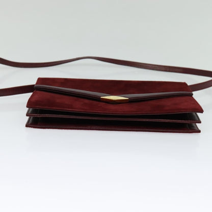Salvatore Ferragamo Flap Shoulder Bag Suede, BURGUNDY, SUEDE, Shoulder bag
