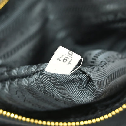 Prada Convertible Bauletto Bag Vitello Shine, BLUE, LEATHER, Handbag