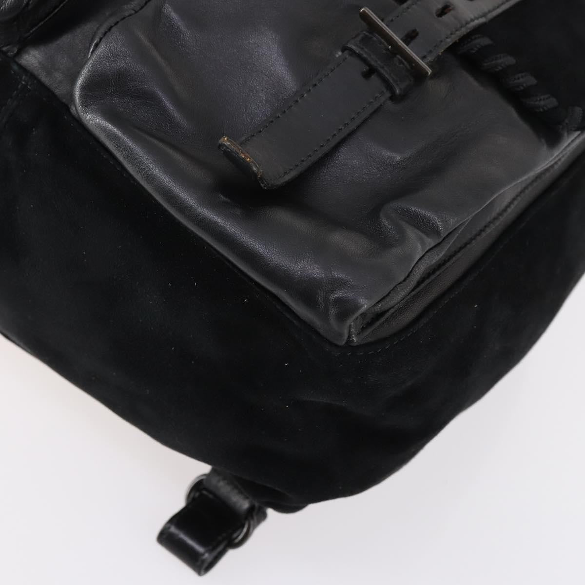 Prada Vela Double Front Pocket Backpack Leather, BLACK, LEATHER, Backpack