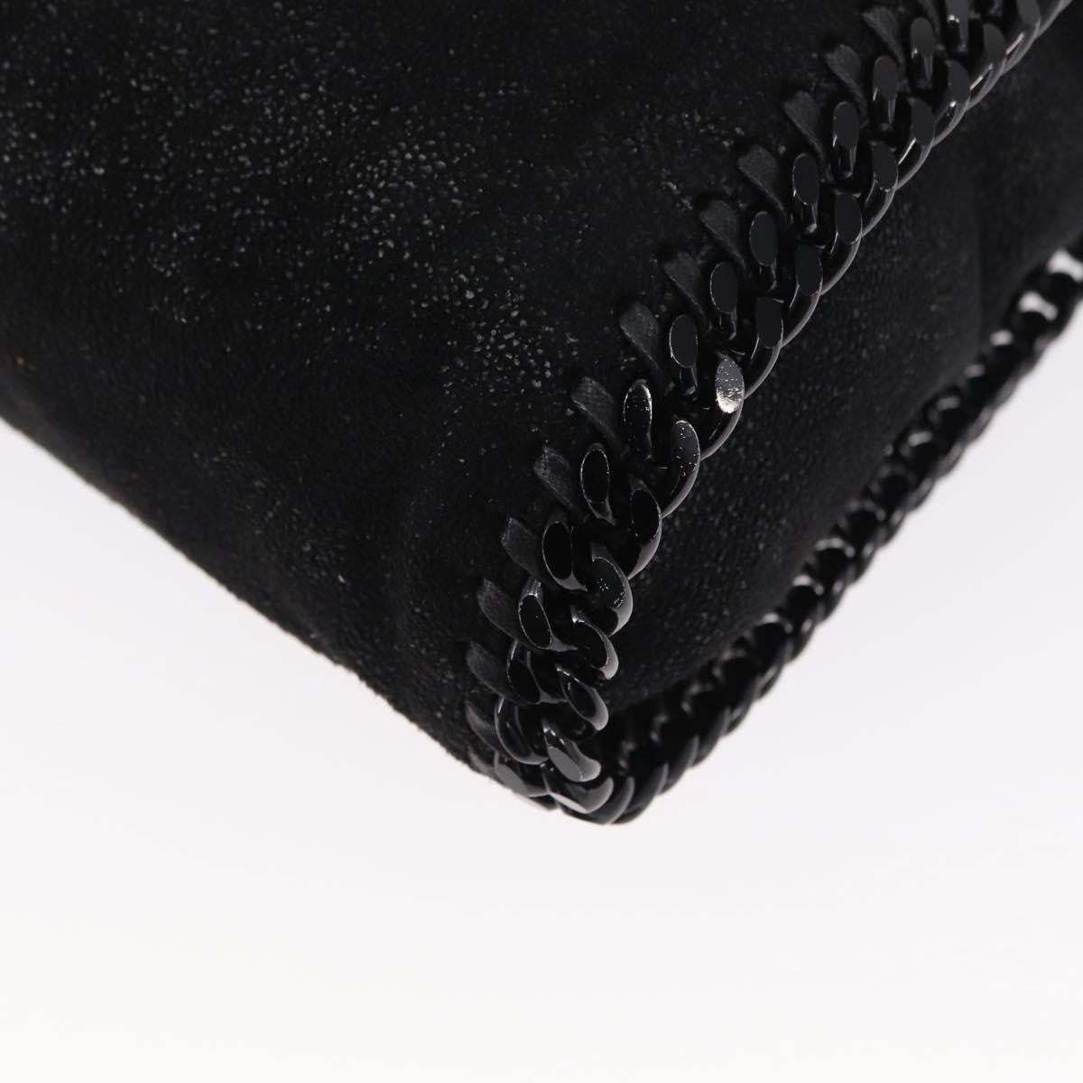 Stella McCartney Falabella Fold Over Bag Shaggy Deer, BLACK, POLYESTER, Shoulder bag