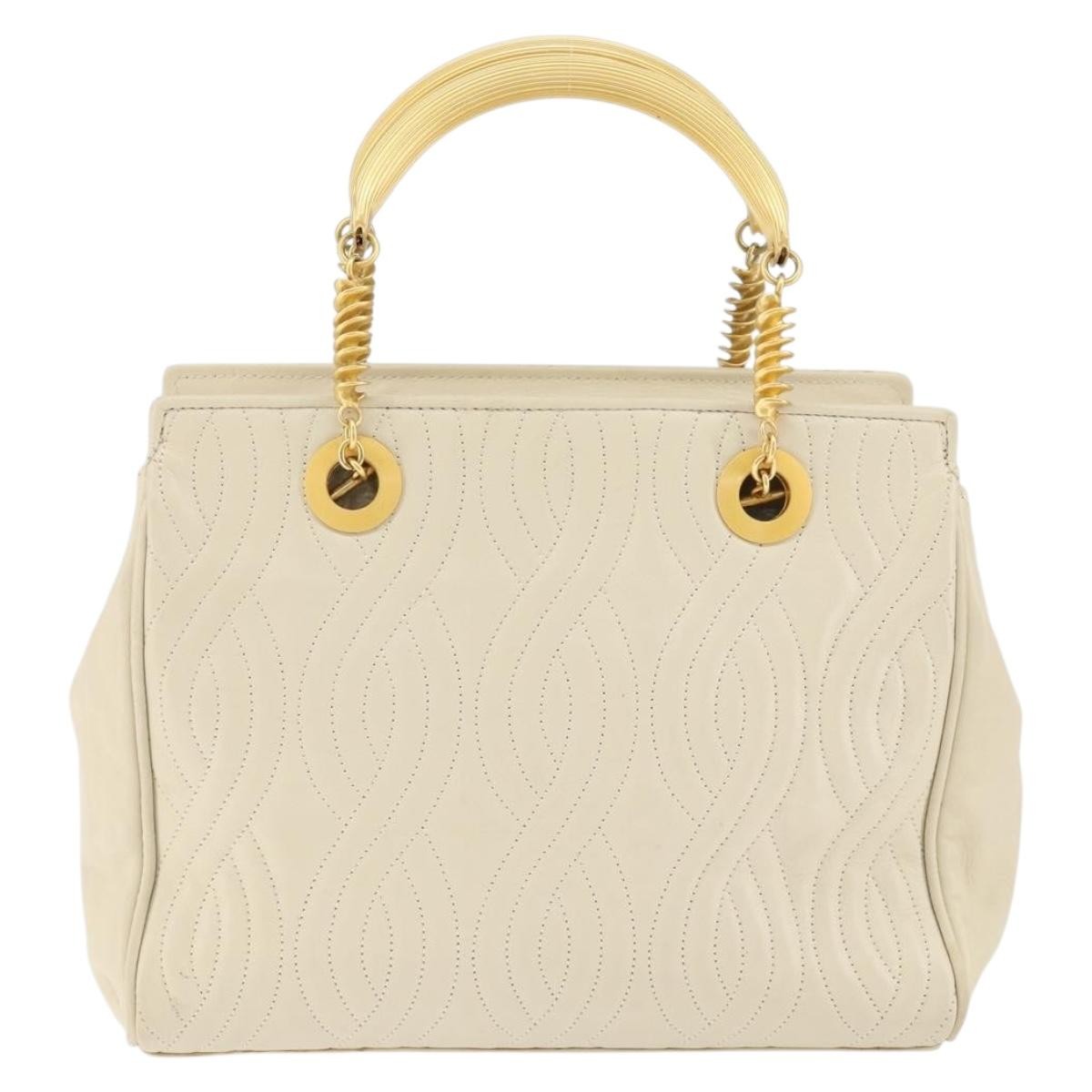 Fendi Wave Stitch Handbag Leather, BEIGE, LEATHER, Handbag