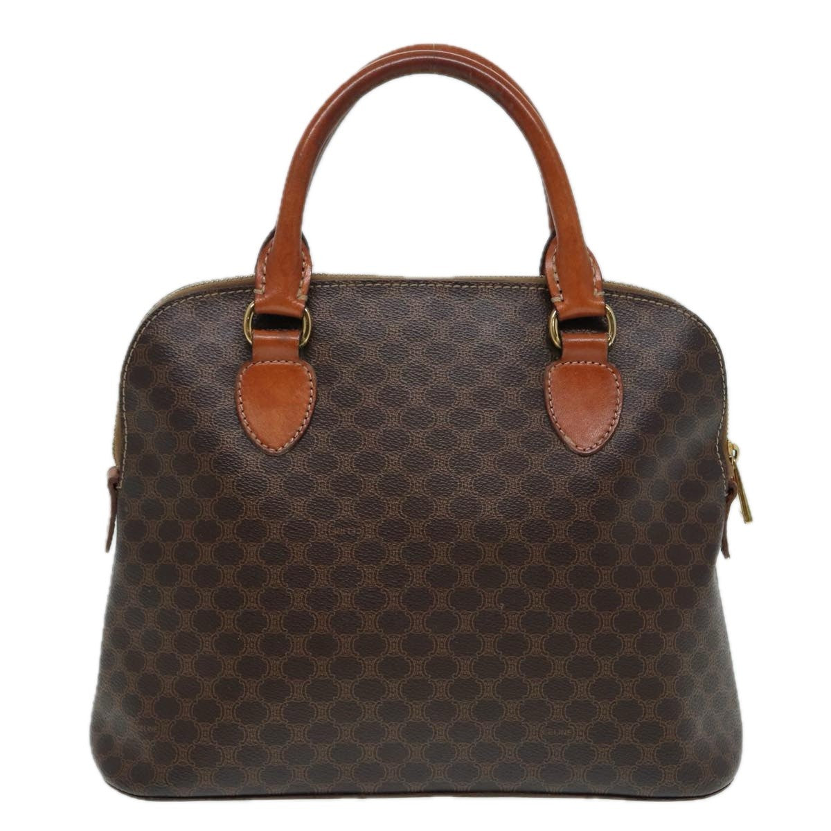 Celine Vintage Macadam Handbag Canvas, BROWN, CANVAS, Handbag