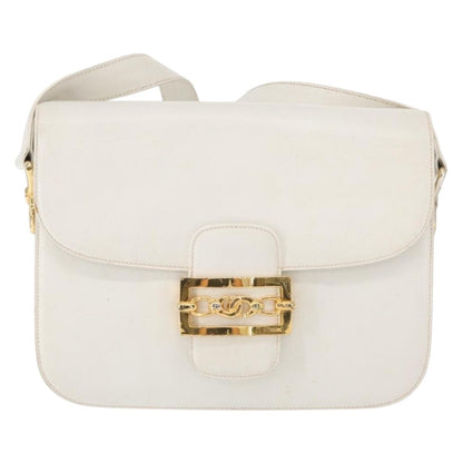 Celine Vintage Shoulder Bag Leather, WHITE, LEATHER, Shoulder bag