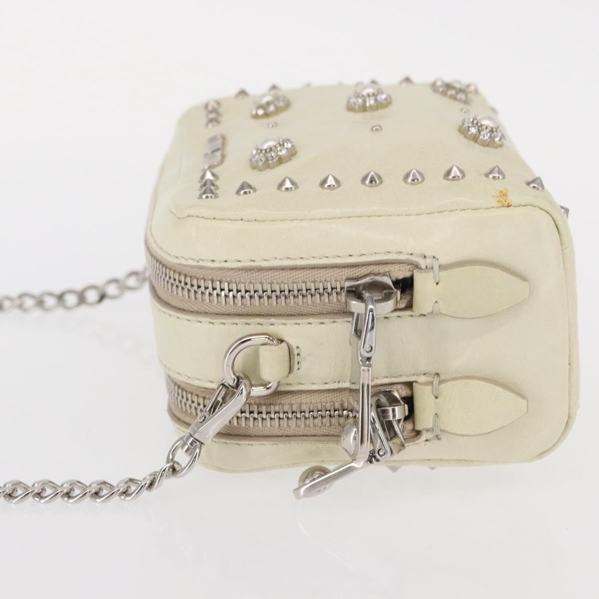 Miu Miu Chain Crossbody Bag Leather, ECRU, LEATHER, Shoulder bag