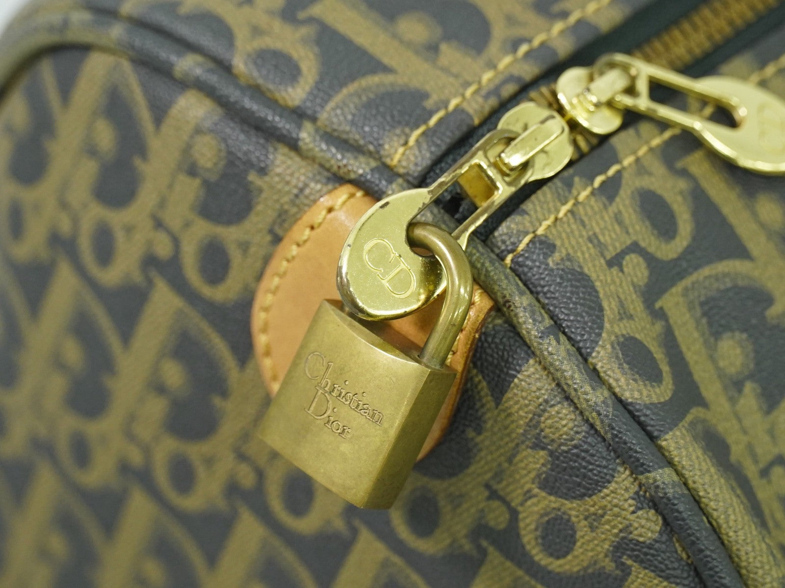 Christian Dior Vintage Trotter Boston Bag Canvas, NAVY, CANVAS, Travel bag