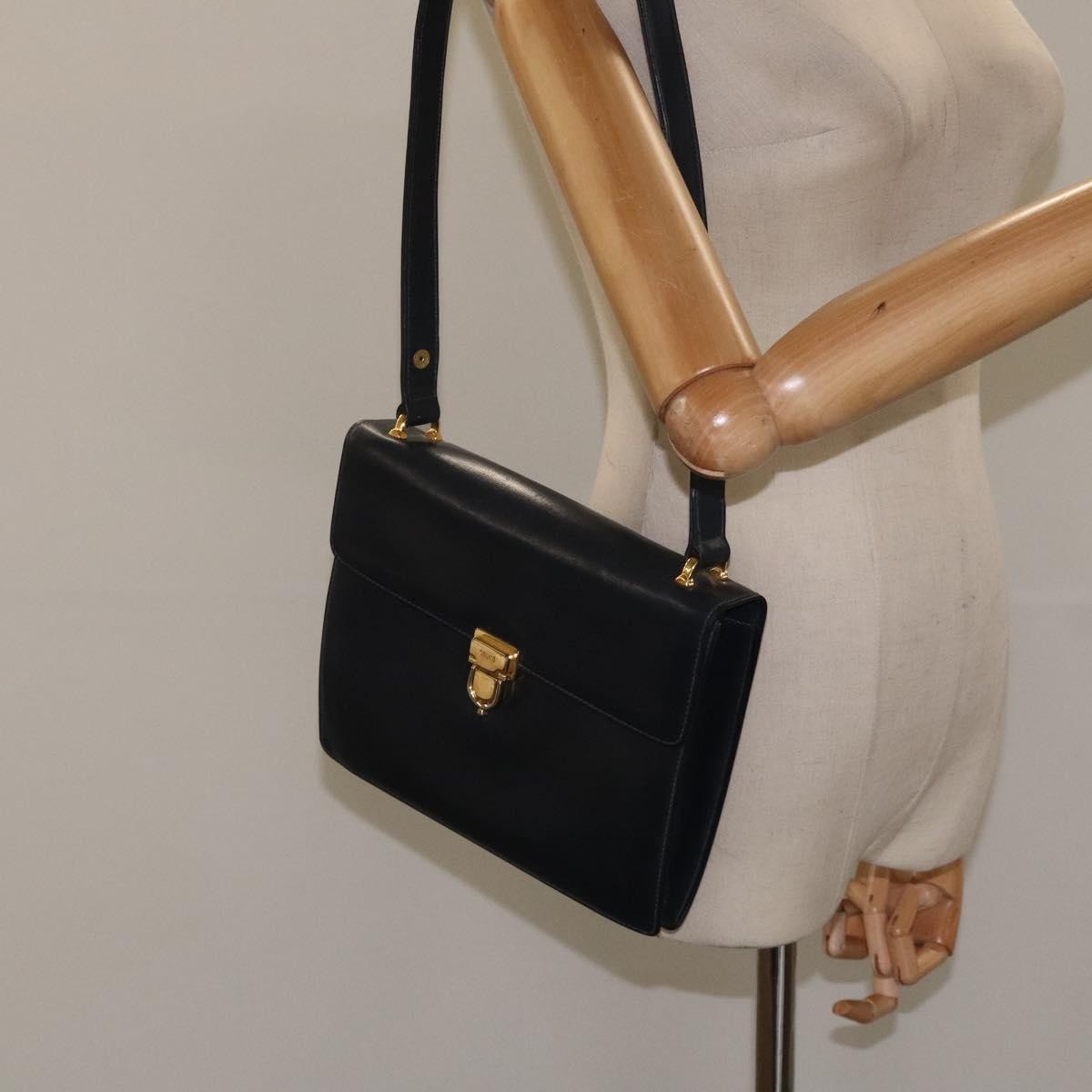 Celine Flap Shoulder Bag Leather, NAVY, LEATHER, Shoulder bag