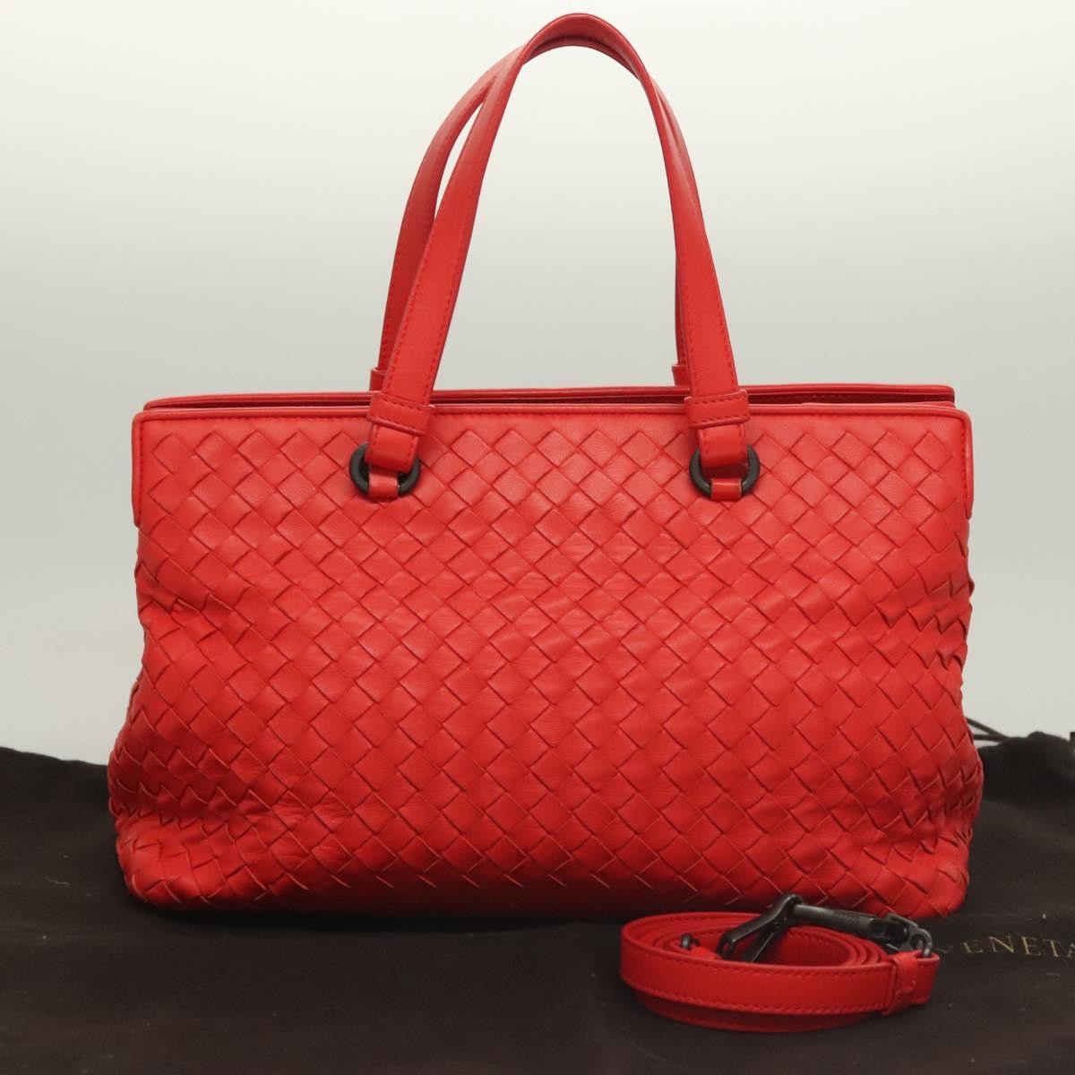 Bottega Veneta Open Shopping Tote Intrecciato Nappa, RED, LEATHER, Tote bag