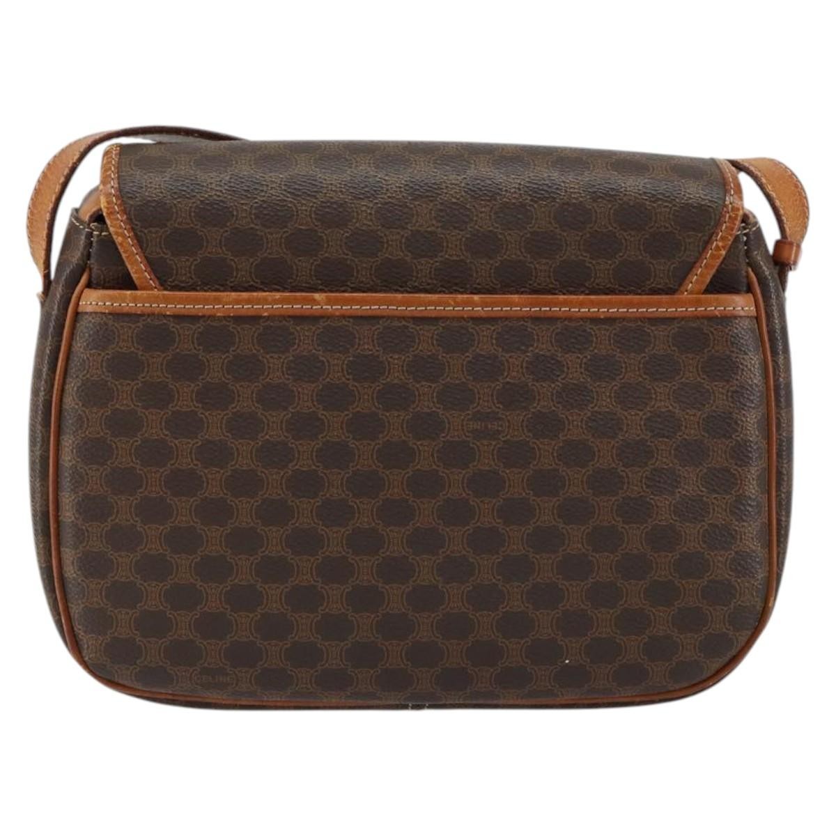 Celine Macadam Shoulder Bag PVC Leather, BROWN, CANVAS, Shoulder bag